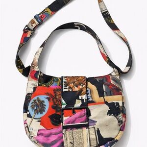 Multicolor Graphic Print Canvas Crossbody Bag